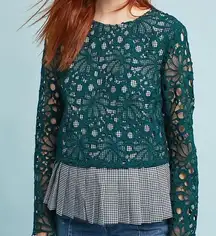 Maeve Gingham & Lace Top NWT Size Small MSRP $118