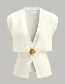 Commense Commense V-Neck Buttoned Detail Sweater Vest white size large