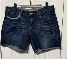 Lucky You Brand ABBEY Dark Blue Jean Shorts with Embroidery Floral 12/31