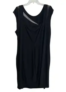 Lauren Ralph Lauren LBD Ruched Mesh Inset Little Black Dress Cap Sleeve Size 22W