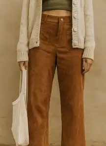 Caramel Brown Corduroy Pants Women’s M High Waist Wide‎ Leg new