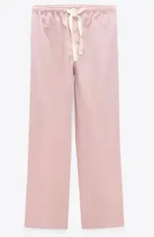 ZARA NWOT pink poplin pant’s drawstring waist straight leg pants