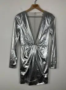 Meshki Silver Hazel Low Cut Long Sleeves Mini Dress Women’s Sz S