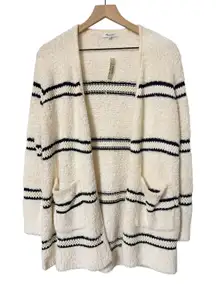 Madewell Striped Bouclé Cardigan Wool Blend Sweater