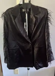 NWT LC Curvy Collection Black Feather‎ Sleeves Blazer Size XXXL