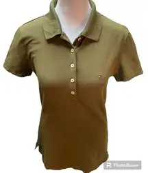 Olive Green Women’s Short Sleeve Polo Shirt Size Medium *flaw*