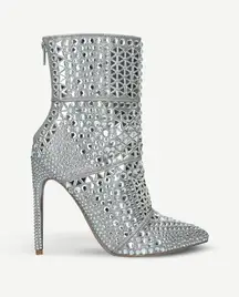 crossing rhinestone ankle booties