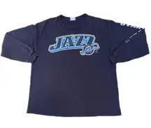 Vintage  Utah Jazz Blue Purple Long Sleeve Basketball Graphic T-shirt