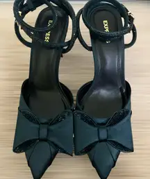 Express Black Stiletto Heels with Bow Detail