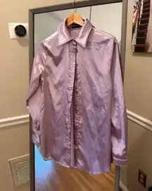 Pretty Little Thing Sateen‎ Button Down Top size XS Lavender