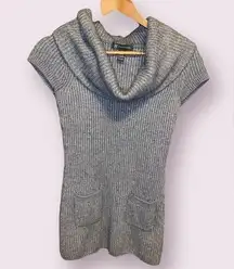 I.N.C. Short Sleeve Cowl Neck Silk Blend Sweater in Grey/Silver - size small