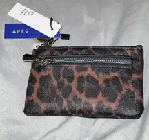 Apt. 9  COIN POUCH WALLET ZIPPER RFID BLOCK LEOPARD CHEETAH CARD SLOT ID HOLDER