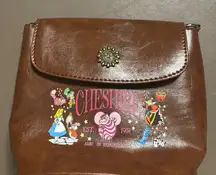 Alice In Wonderland Brown Crossbody Bag 7x7 Faux Leather