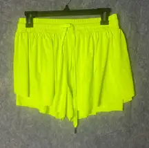 Fly Away‎ Butterfly  Women Size Large Shorts Neon Yellow flowy athletic shorts