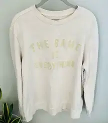 TACKMA THE GAME IS EVERYTHING CREW‎ SWEATSHIRT, OFF WHITE, MEDIUM, UNISEX, NWOT