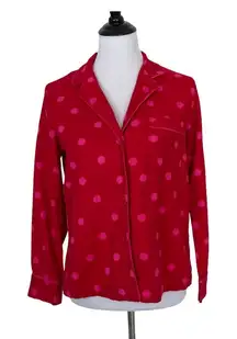 Kate Spade Polka Dot Pajama‎ Top Womens Size S Red Pink Loungewear Sleep