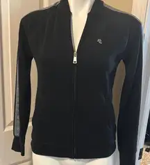 Ralph Lauren Vintage Women's Black Zip Up Jacket, cotton Size XS