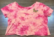 Empyre Size L Orange Tie Dye Embroidered Butterfly Crop Top