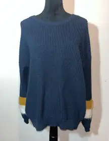 Eddie Bauer oversized sweater - Navy, mustard yellow & white size medium