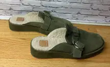 Dolce Vita Olive Green Suede Sherpa Buckle Mules