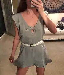 Ruffled Tie-Front Romper