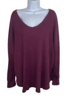 Woman Within Waffle Knit Thermal Shirt Long Sleeve Purple size 2X