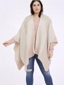 Torrid Plus Size One Size Pink Tan Color Block Ruana Wrap