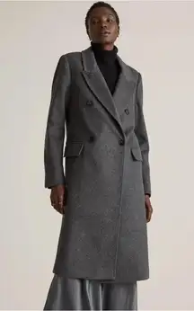 Quince Italian Wool Double-Breasted Coat — Heather Charcoal — XS — NWT