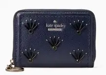 Kate Spade  Patterson Drive Dani Wallet Leather Beaded Navy Blue Black NWOT