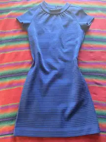 VTG 60’s Butte Knit Poly Midi Blue Mod Dress. M/L. Short sleeve. USA Union made.