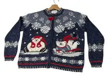 Carly St. Claire Y2K Christmas Sweater Womens Large Polar Bear Grannycore VTG