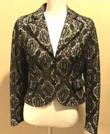 Alberto Makali Black Lace Overlay Cropped Blazer with Beaded Detail Size 4