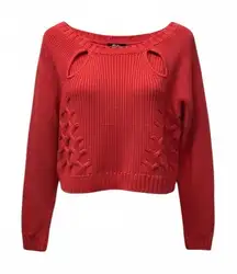 Nasty Gal cropped sweater. Red. Size Large