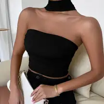 Black Halter neck top