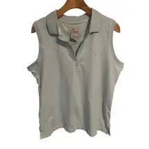 Browning Sleeveless Top Womens XL Blue V Neck Button Collared Tank Shirt NWT