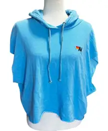 Aviator Nation Logo Sleeveless Relaxed Cropped Pullover in Blue Medium