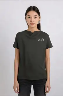 Kendall &‎ Kylie Slay Black Short Sleeve Keyhole V-Neck Women T-Short Tops S