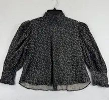 LoveShackFancy XS Floral Mock‎ Neck Blouse Long Sleeve Top Boho Chic NWOT