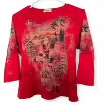 vintage Y2K 2000s retro Christmas holiday graphic print top shirt