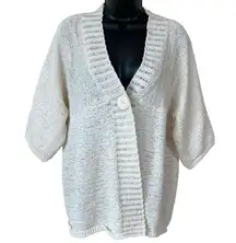 Lucy & Laurel Ivory Single Button Short Sleeve Cardigan