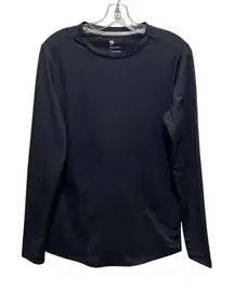 All in Motion Fleece Lined Long Sleeve Tee Shirt Black Women’s Size Small