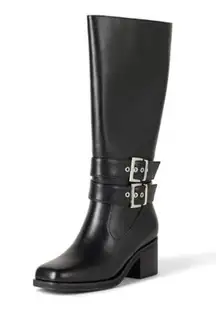 The Drop Women's Sage Tall Biker Boot with Buckles, Black, NWT size 7.5