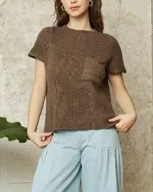 Patch pocket sequins sweater