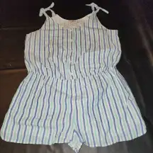 Vineyard Vines Womens Hope Bay Striped‎ Button Front Short Romper Large
