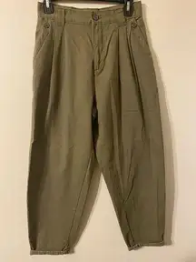 Womens Topshop 3-Pocket Olive Green Flare Leg Chinos Khakis Size 4