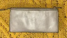 Beige Pebbled Leather Long Wallet