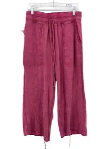 Free People Movement Pants Womens Apx Sz M/L Wide Leg Cropped Washed Pink