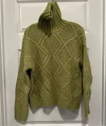 Caslon Green Chunky Knit Turtleneck Pullover Sweater size S