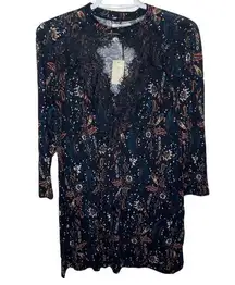 Maurices paisley floral lace neckline cutout 3/4 sleeve top size S