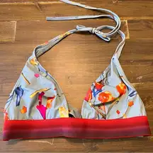 La Perla Floral Bikini Top Halter Art to Wear Watercolor 32C Swimsuit